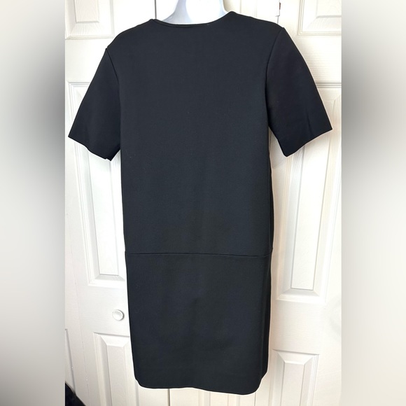 New EVERLANE The Ponte Short Sleeve Dress Black Split VNeck Mini Structured nwot - Picture 8 of 11